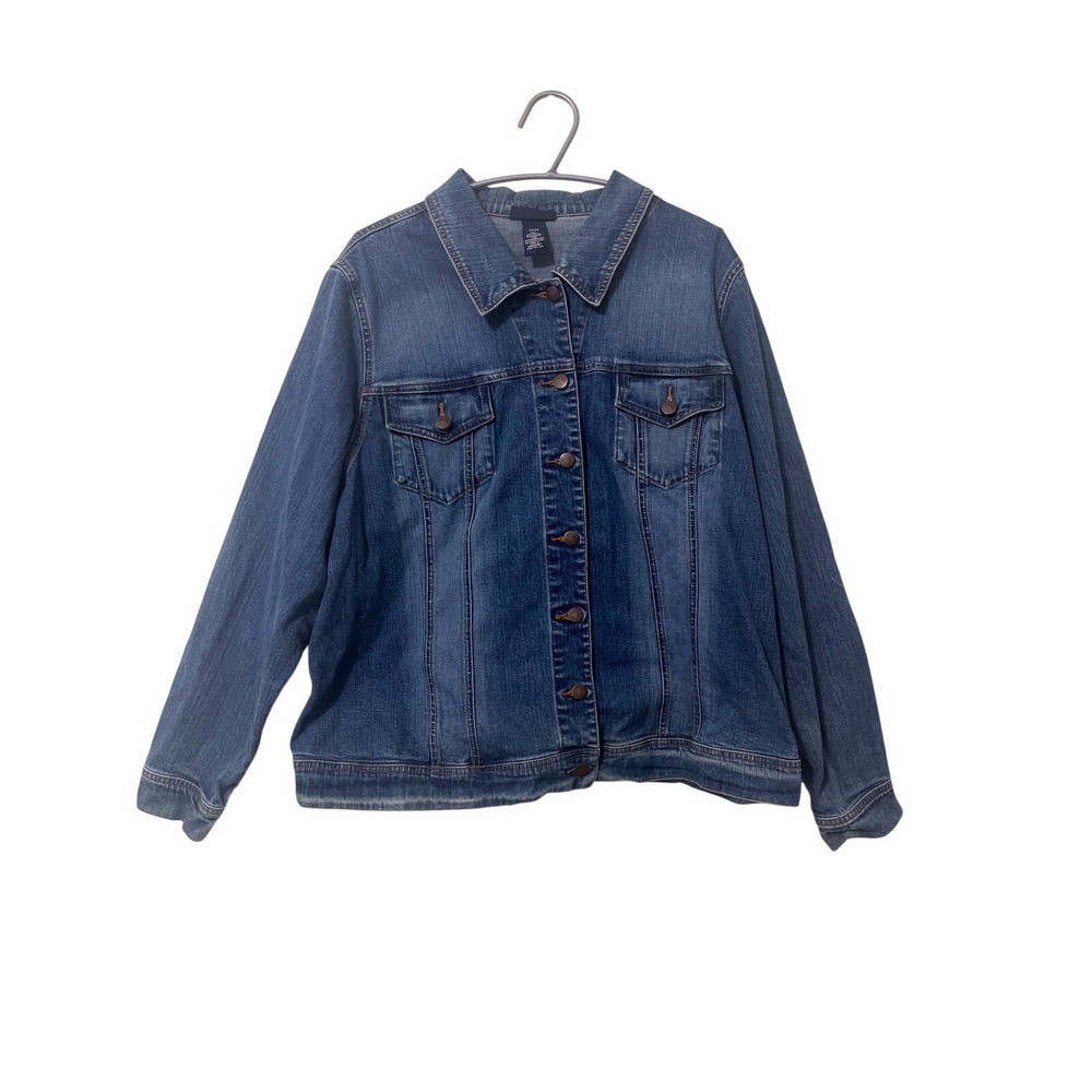 Venezia Jeans‎ Women's Blue Denim Jacket Size 22/24 Cotton Spandex Trucker Style